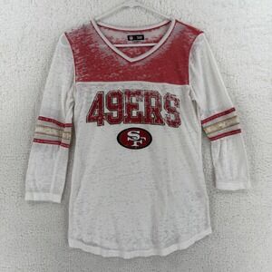San Francisco 49ers Shirt Womens Small White NFL Football Team Apparel V Neck